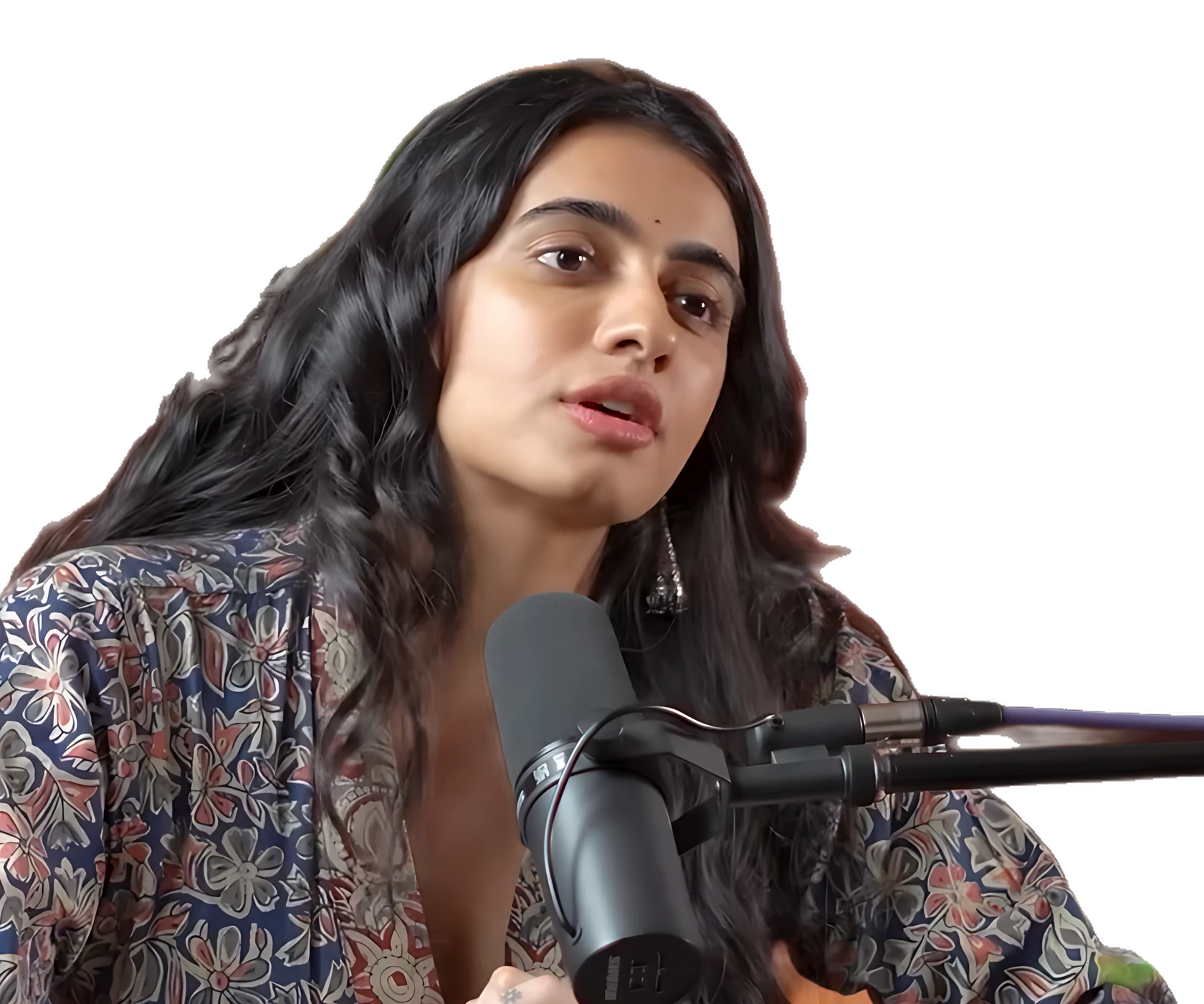 Manasa Chowdary recording a podcast at Epitome Studios Hyderabad